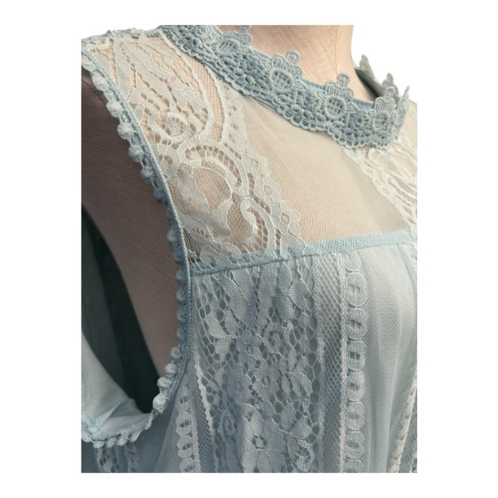 Notations Light Blue Lace Blouse - Picture 4 of 10